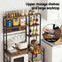 Kitchen Utility Rack – 96cm, Power Outlets, Hooks, Pull‑Out Basket, Black/Brown