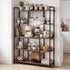 Kitchen Utility Rack 120cm – Microwave Shelf with 6 Hooks, Black & Brown