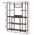 Kitchen Utility Rack 120cm – Microwave Shelf with 6 Hooks, Black & Brown