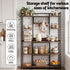 Kitchen Utility Rack 120cm – Microwave Shelf with 6 Hooks, Black & Brown