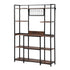 Kitchen Utility Rack 120cm – Microwave Shelf with 6 Hooks, Black & Brown