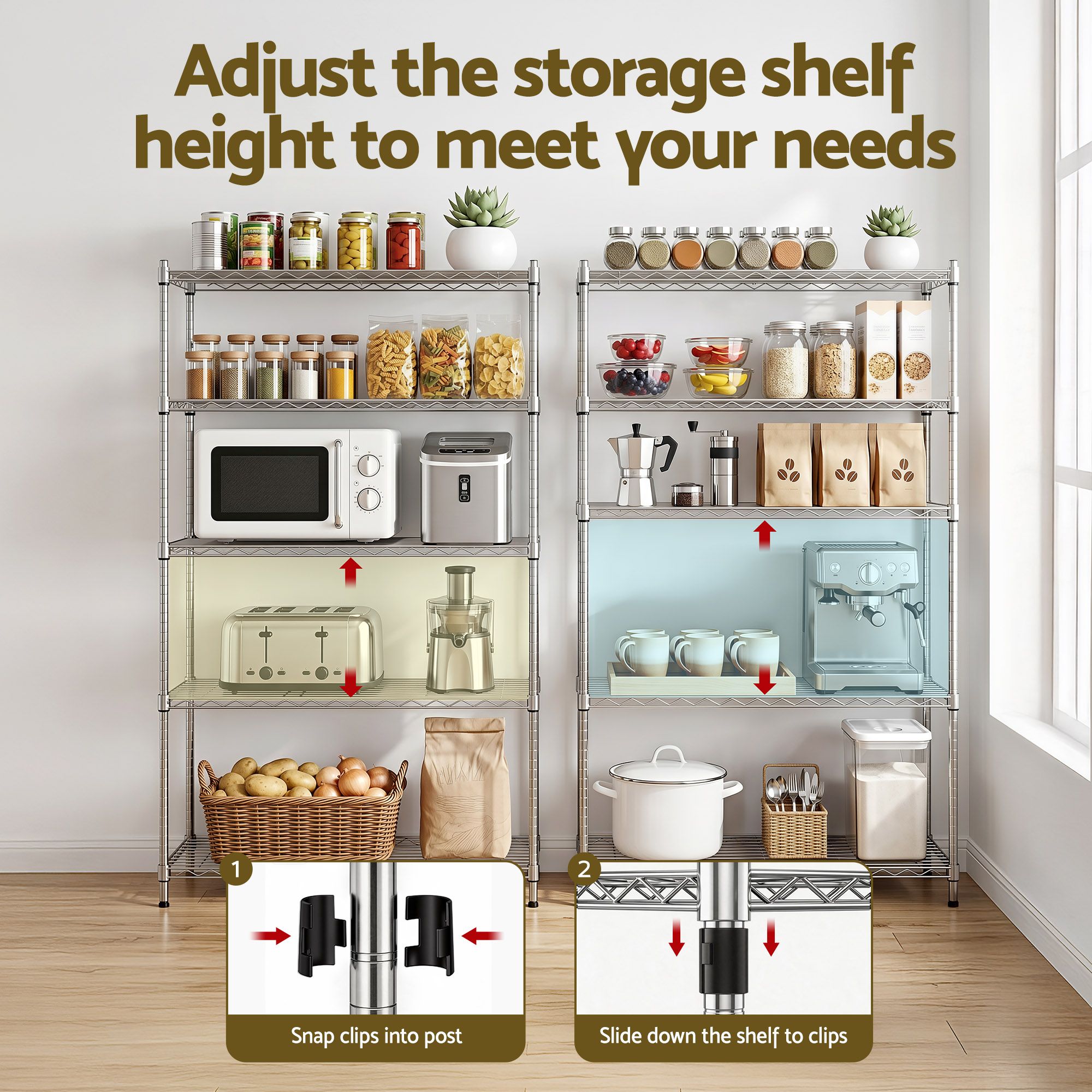 5‑Tier Metal Shelving Unit – Heavy‑Duty 180kg/Tier, 120×45×179cm, Silver