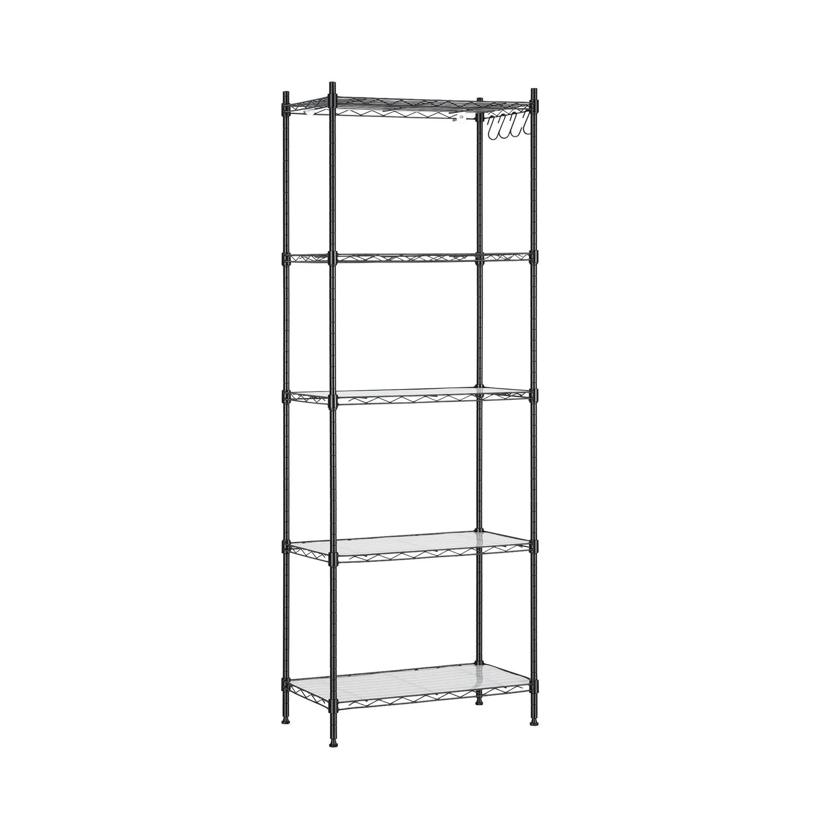 Kitchen Rack 5‑Tier 55×30×150cm – Metal Storage Shelving Unit, 50kg/Tier, Black