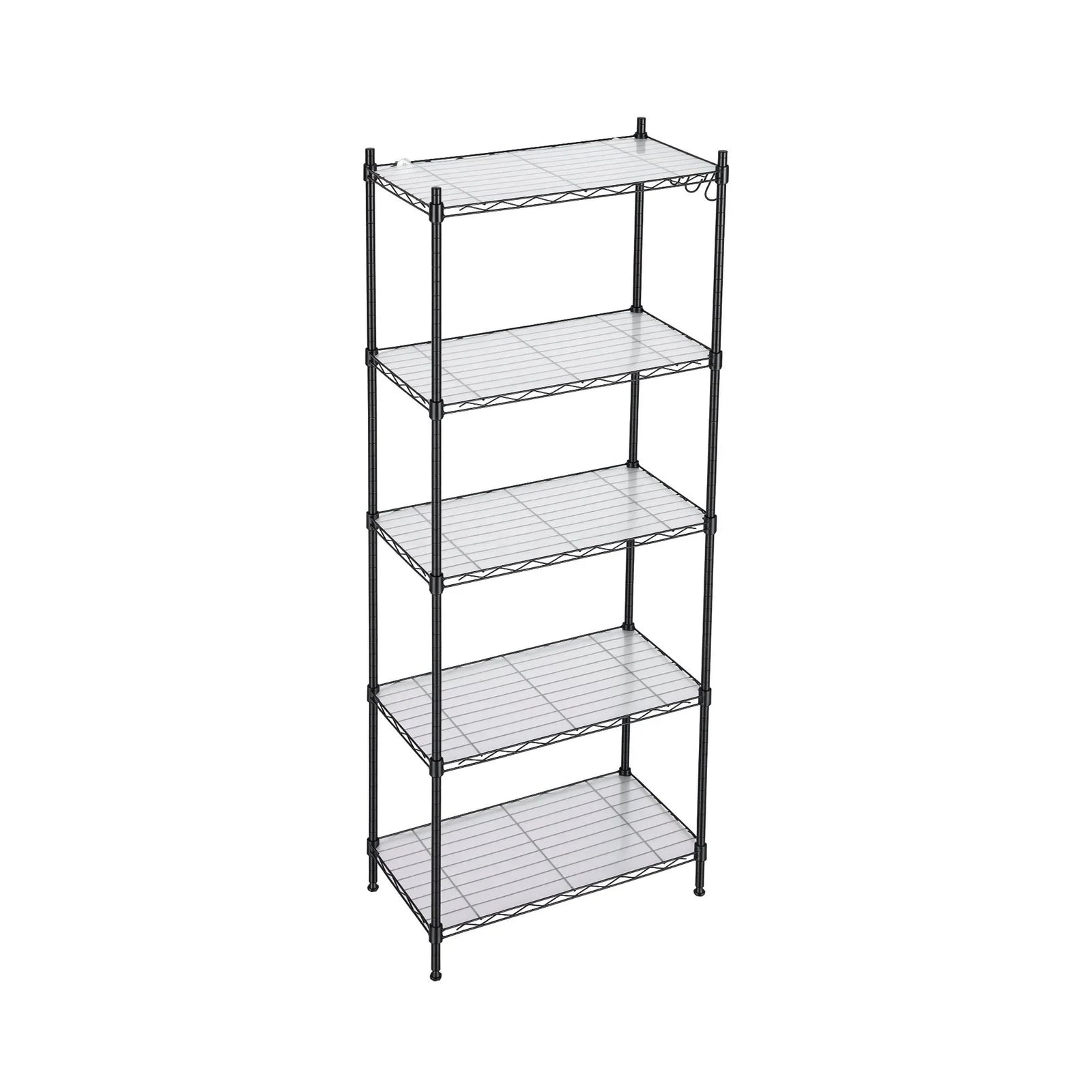 Kitchen Rack 5‑Tier 55×30×150cm – Metal Storage Shelving Unit, 50kg/Tier, Black