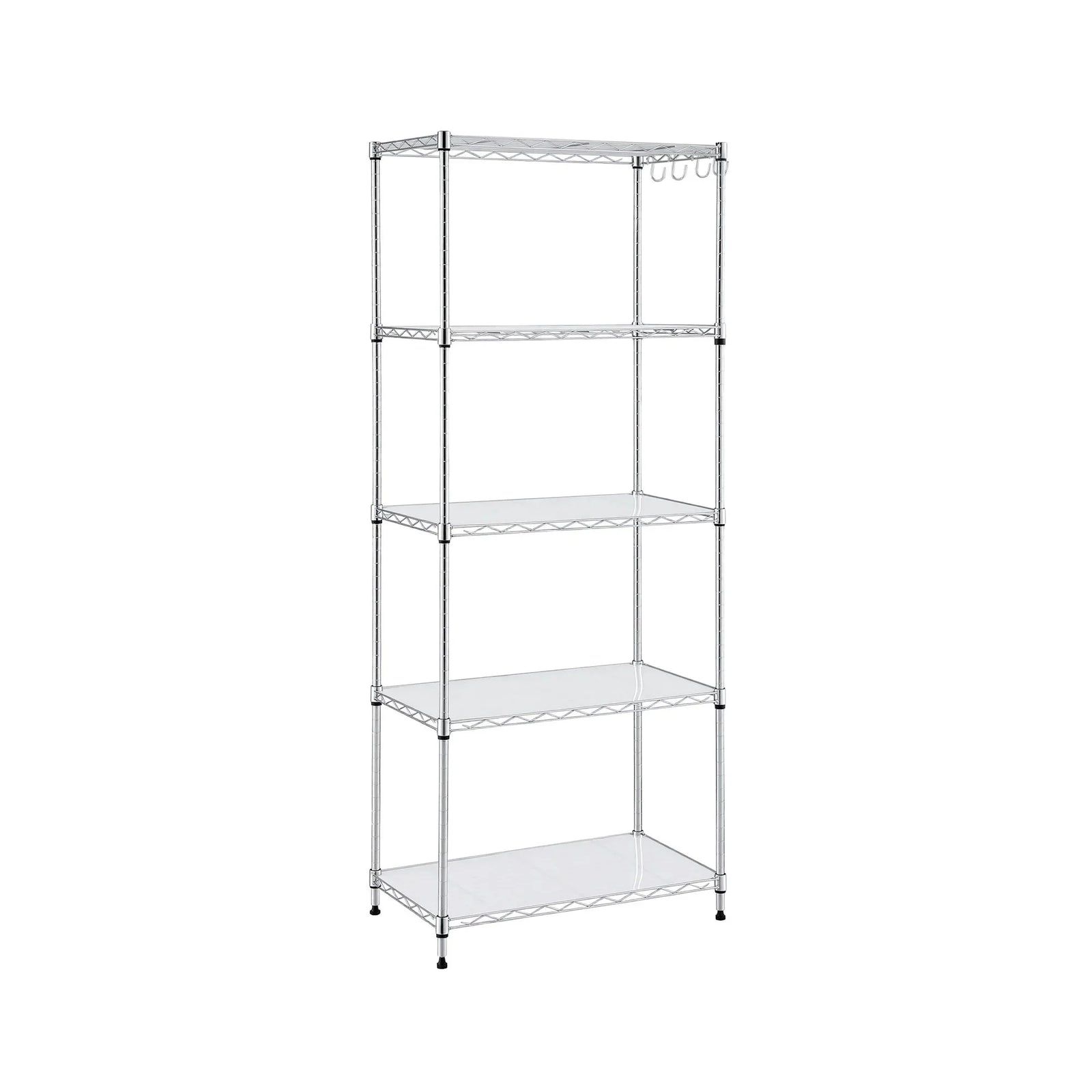 Kitchen Rack 5‑Tier 60×35×150cm – Metal Storage Shelving Unit, 50kg/Tier, Silver
