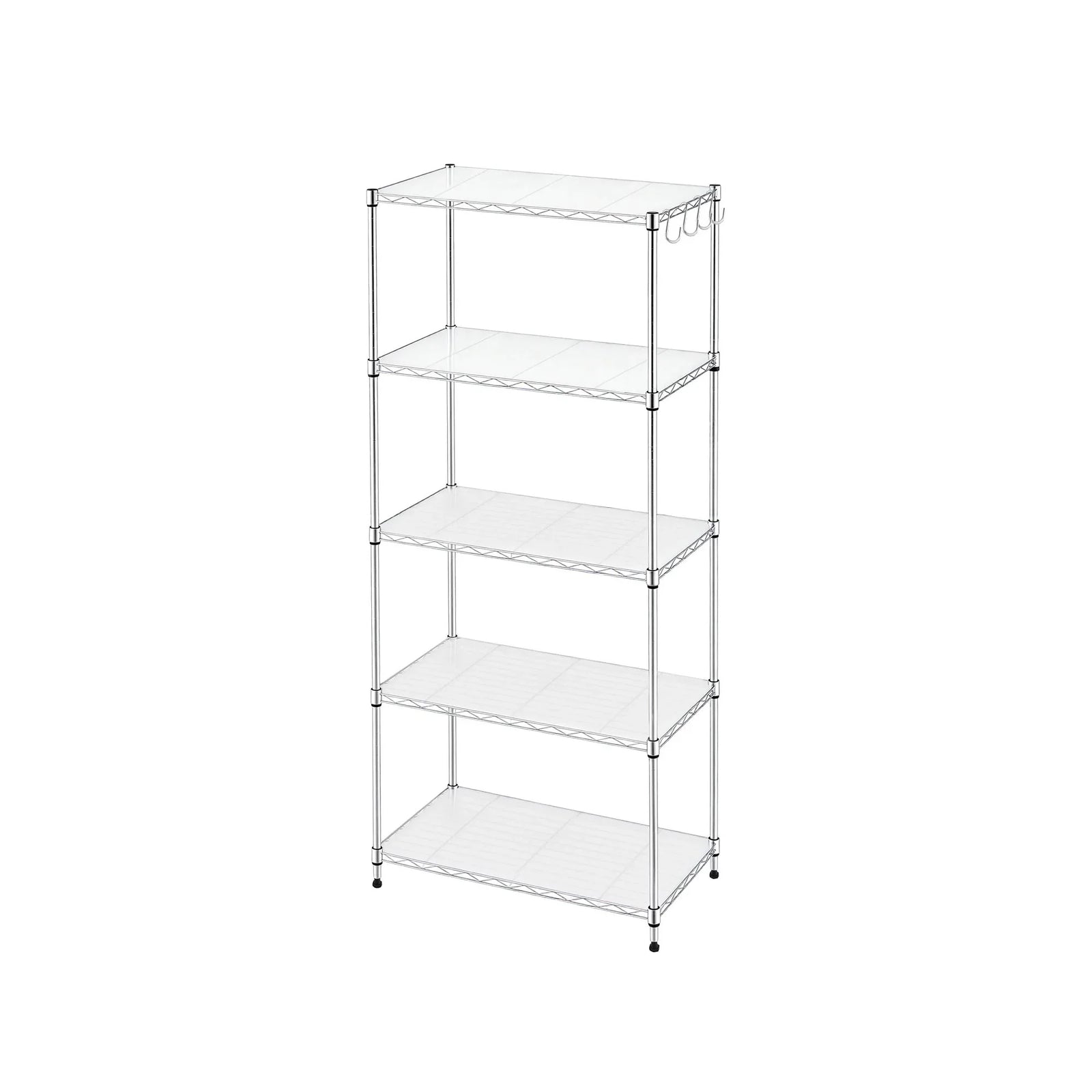 Kitchen Rack 5‑Tier 60×35×150cm – Metal Storage Shelving Unit, 50kg/Tier, Silver