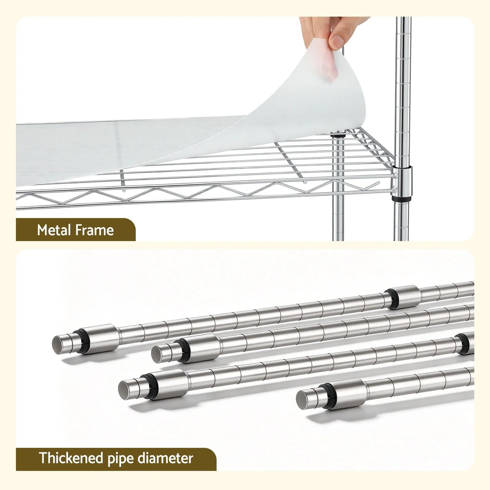 Kitchen Rack 5‑Tier 60×35×150cm – Metal Storage Shelving Unit, 50kg/Tier, Silver