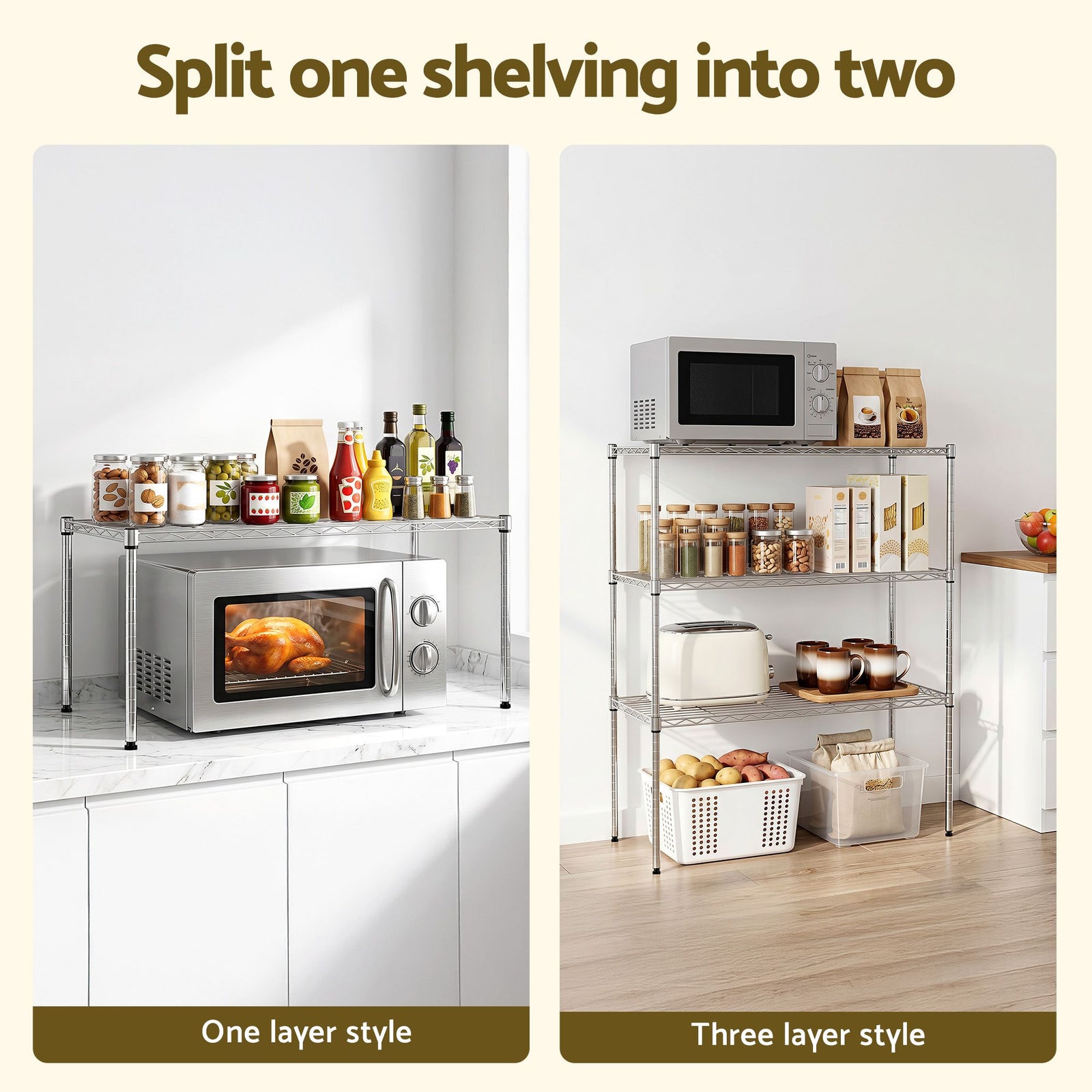 5‑Tier Metal Kitchen Rack – 90×35×182cm, 75kg/Tier, Heavy‑Duty Storage