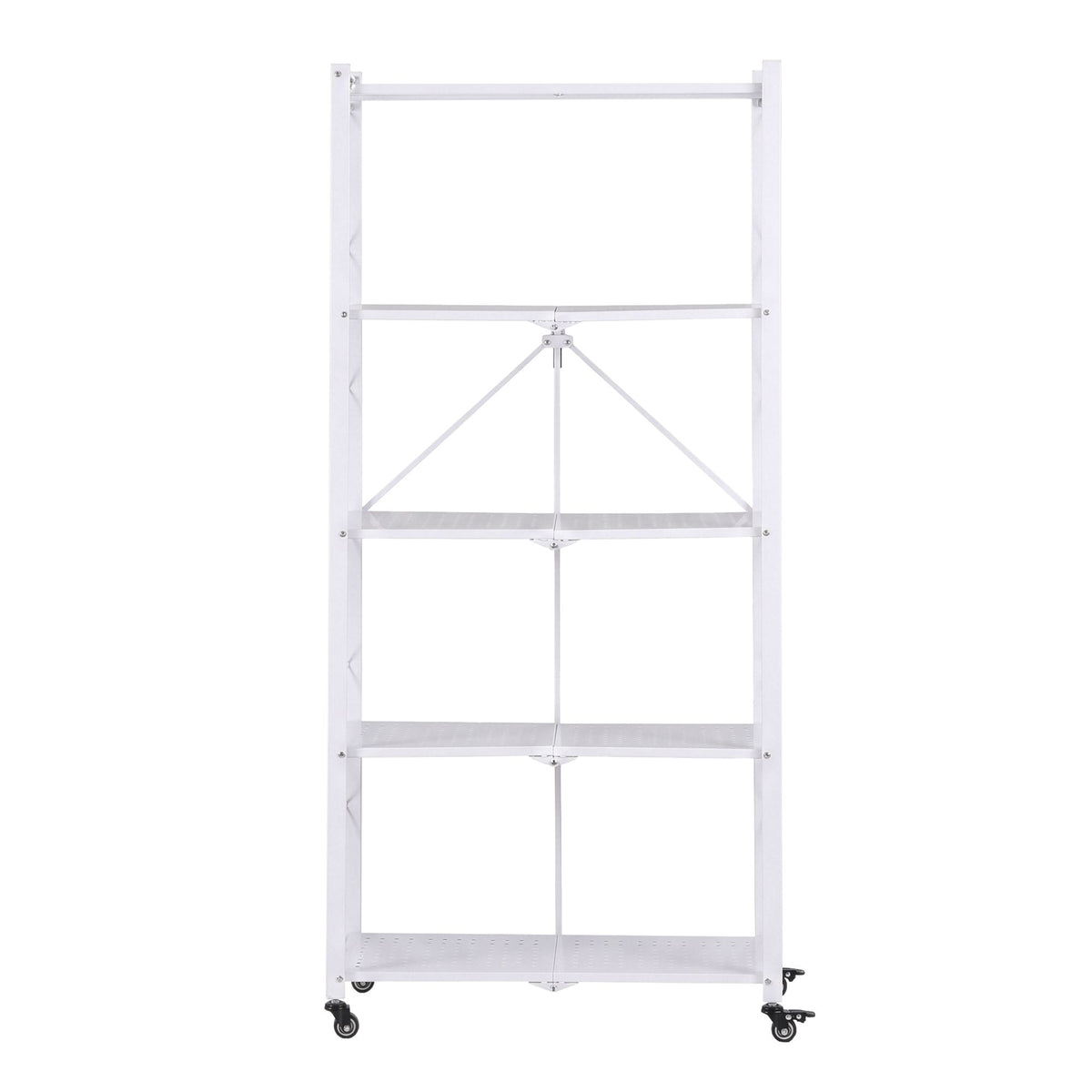 5-Tier Foldable Kitchen Bakers Rack 71x160cm Microwave Stand White