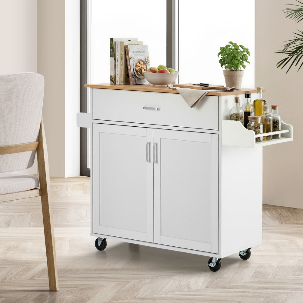 Kitchen Trolley Rolling Storage Cart with Drawer & Towel Rack