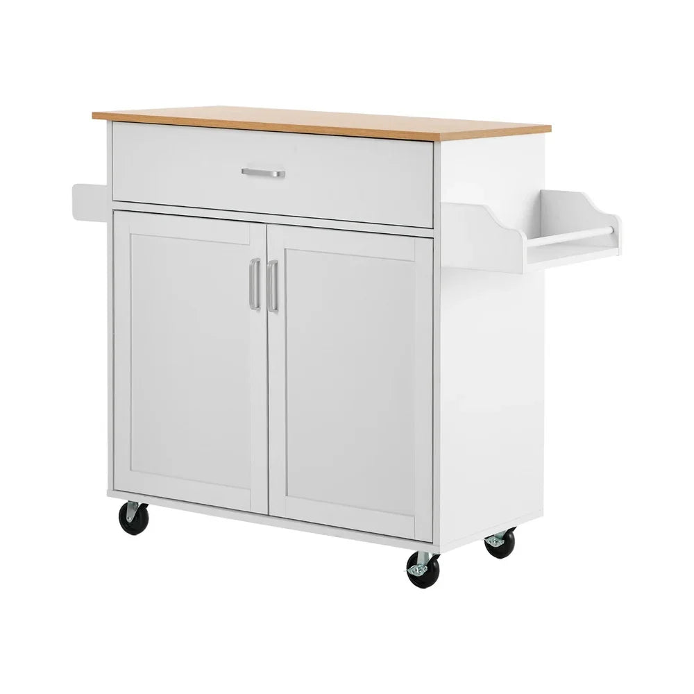 Kitchen Trolley Rolling Storage Cart with Drawer & Towel Rack