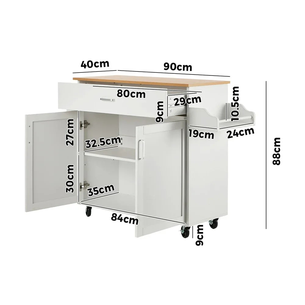 Kitchen Trolley Rolling Storage Cart with Drawer & Towel Rack