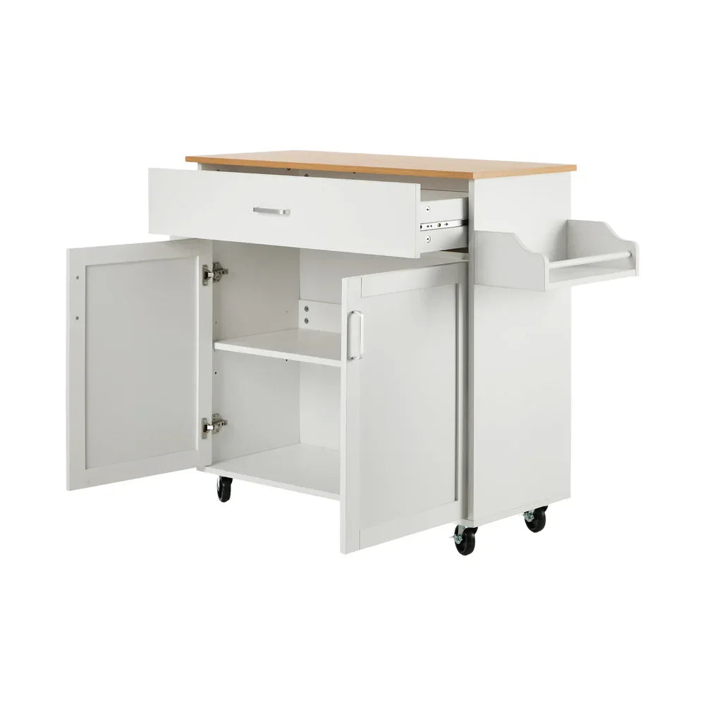 Kitchen Trolley Rolling Storage Cart with Drawer & Towel Rack