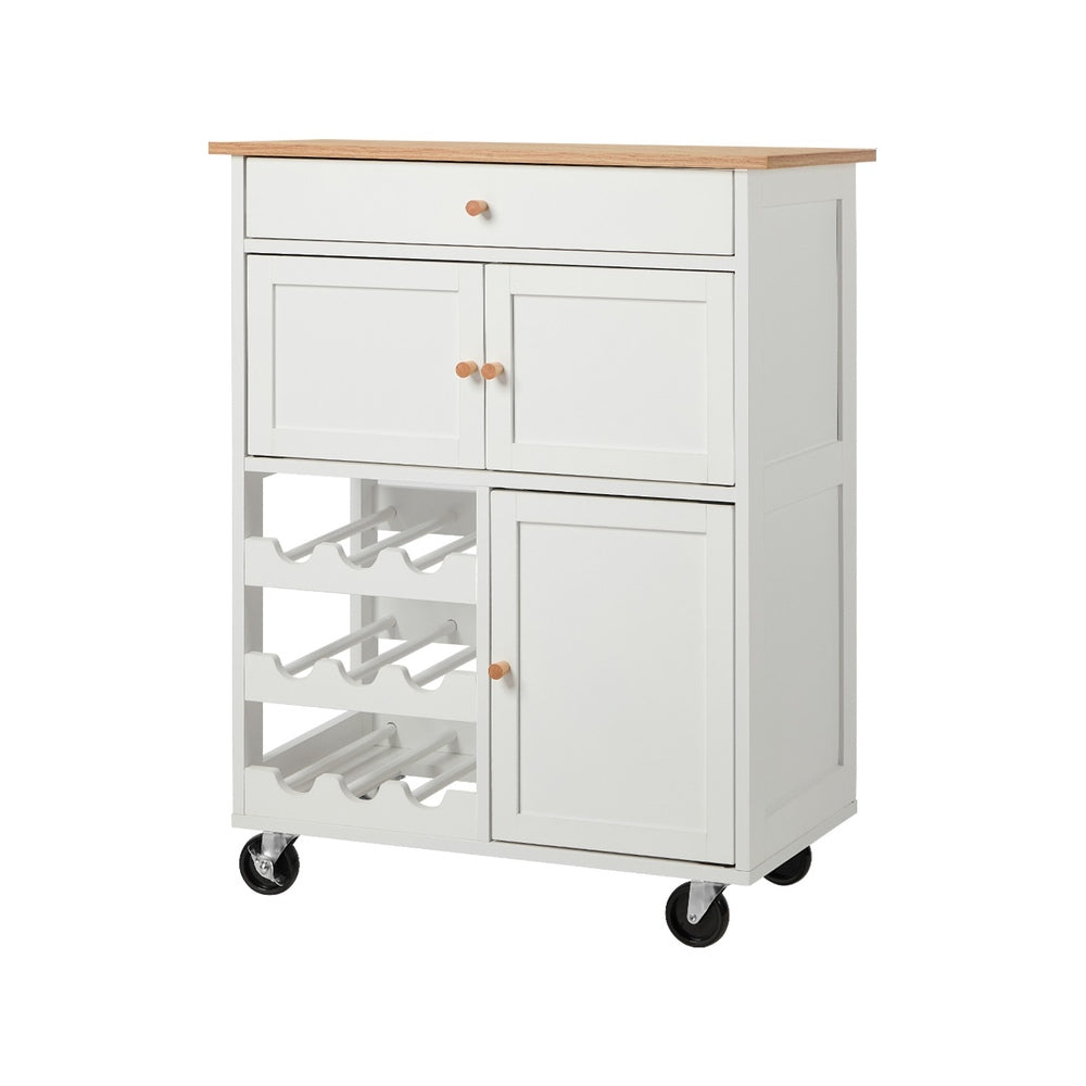 Kitchen Trolley Rolling Serving Cart Drawer w/ Wine Racks