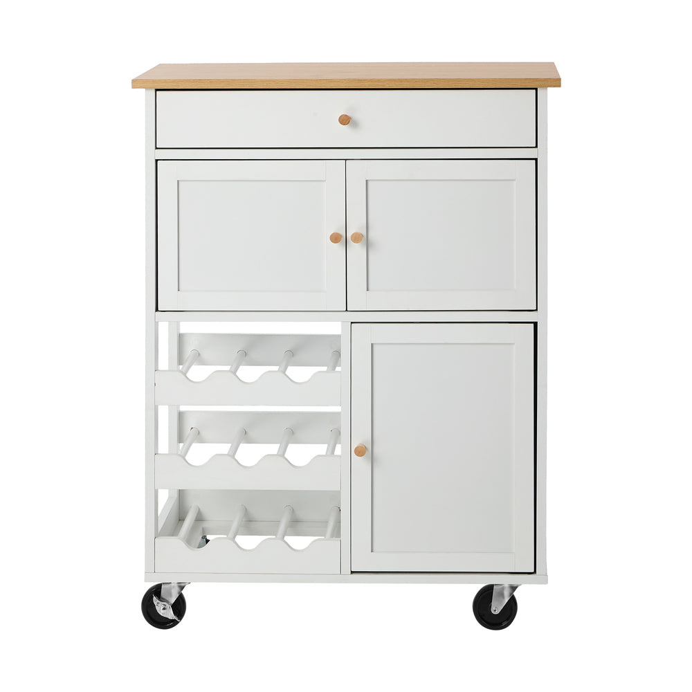 Kitchen Trolley Rolling Serving Cart Drawer w/ Wine Racks