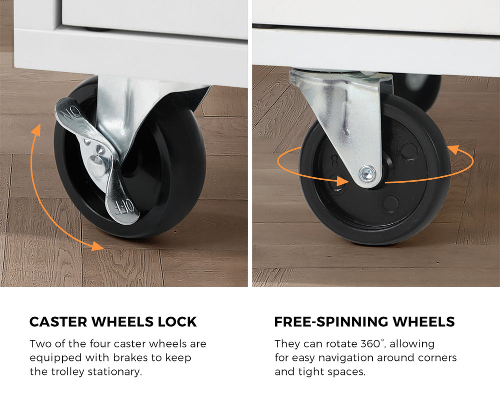 Kitchen Trolley Rolling Serving Cart Drawer w/ Wine Racks
