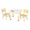 Kids Table and 2 Chairs Set Height Adjustable Toddler Desk and Chair Set for Ages 3-8, Activity Table with Graffiti Desktop for Learning Drawing Playing, Yellow