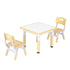 Kids Table and 2 Chairs Set Height Adjustable Toddler Desk and Chair Set for Ages 3-8, Activity Table with Graffiti Desktop for Learning Drawing Playing, Yellow