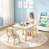 Kids Table and 2 Chairs Set Height Adjustable Toddler Desk and Chair Set for Ages 3-8, Activity Table with Graffiti Desktop for Learning Drawing Playing, Yellow