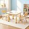 Kids Table and 2 Chairs Set Adjustable Toddler Desk Drawing Yellow