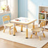 Kids Table and 2 Chairs Set Height Adjustable Toddler Desk and Chair Set for Ages 3-8, Activity Table with Graffiti Desktop for Learning Drawing Playing, Yellow