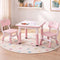 Keezi Kids Table and 2 Chairs Set Height Adjustable Toddler Activity Table Graffiti Top Pink