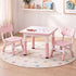 Keezi Kids Table and 2 Chairs Set Height Adjustable Toddler Activity Table Graffiti Top Pink