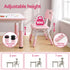 Keezi Kids Table and 2 Chairs Set Height Adjustable Toddler Activity Table Graffiti Top Pink