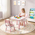 Keezi Kids Table and 2 Chairs Set Height Adjustable Toddler Activity Table Graffiti Top Pink