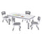 Kids Table and 4 Chairs Set Height Adjustable Toddler Desk and Chair Set for Ages 3-8, Children Activity Table with Graffiti Desktop for Learning Drawing Playing, Grey