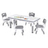 Kids Table and 4 Chairs Set Height Adjustable Toddler Desk and Chair Set for Ages 3-8, Children Activity Table with Graffiti Desktop for Learning Drawing Playing, Grey
