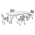 Kids Table and 4 Chairs Set Height Adjustable Toddler Desk and Chair Set for Ages 3-8, Children Activity Table with Graffiti Desktop for Learning Drawing Playing, Grey