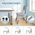 Kids Table and 4 Chairs Set Height Adjustable Toddler Desk and Chair Set for Ages 3-8, Children Activity Table with Graffiti Desktop for Learning Drawing Playing, Grey