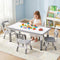 Kids Table and 4 Chairs Set Adjustable Toddler Desk Drawing Grey