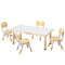 Keezi Kids Table and 4 Chairs Set Height Adjustable Toddler Desk and Chair Set for Ages 3-8, Children Activity Table with Graffiti Desktop for Learning Drawing Playing, Yellow