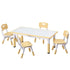 Keezi Kids Table and 4 Chairs Set Height Adjustable Toddler Desk and Chair Set for Ages 3-8, Children Activity Table with Graffiti Desktop for Learning Drawing Playing, Yellow
