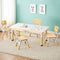 Kids Table and 4 Chairs Set Adjustable Activity Desk Drawing Learning Yellow