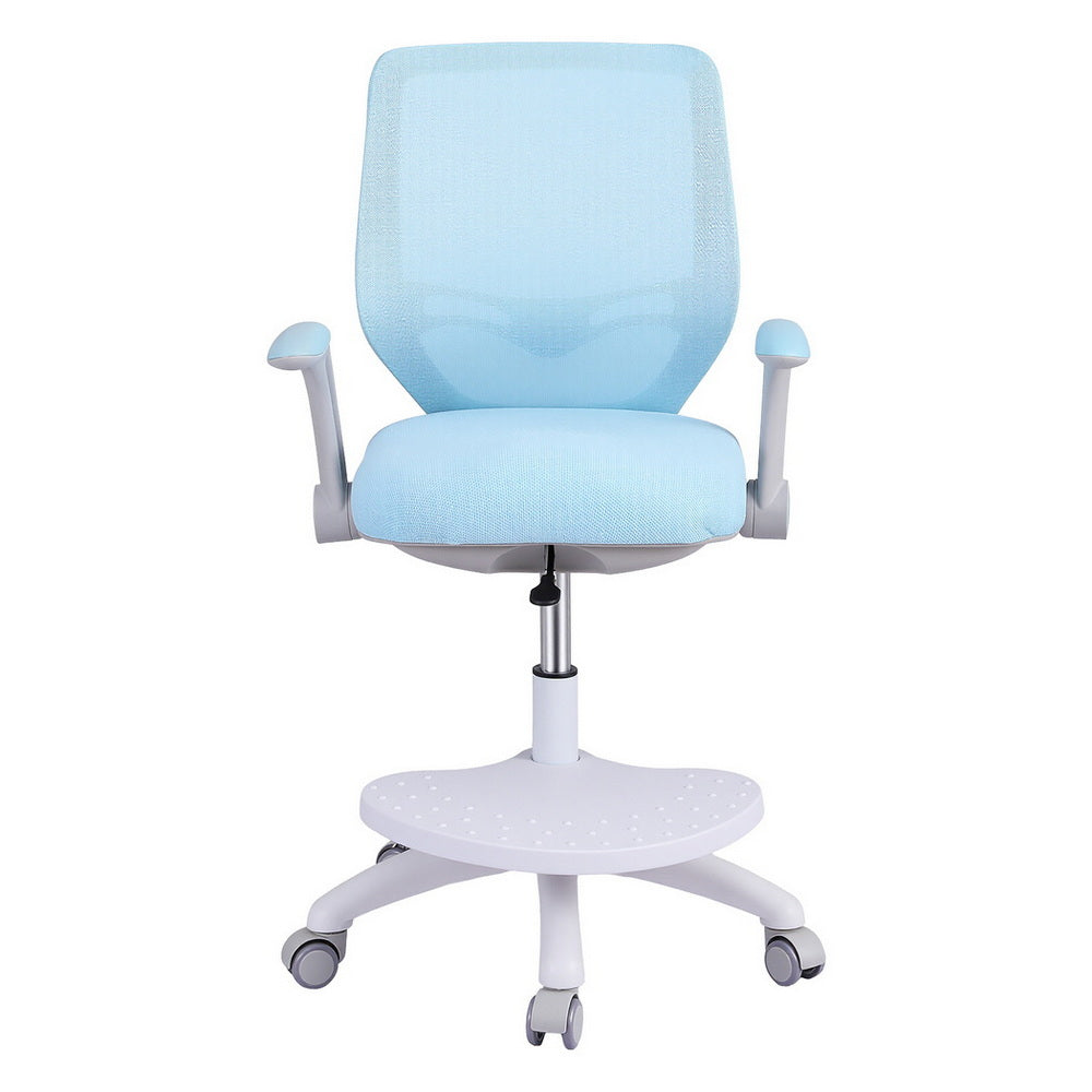 Kids Ergonomic Study Chair Adjustable w/ Wheels Footrest Blue
