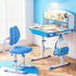 Kids Study Desk Chair Set Adjustable Ergonomic Table LED Lamp Blue