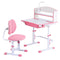 Kids Study Desk Chair Set Adjustable Ergonomic Table LED Lamp Pink