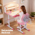 Kids Study Desk Chair Set Adjustable Ergonomic Table LED Lamp Pink