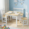 Kids Table Chair Set with Storage Bench 4 Piece Activity Table Natural