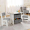 Kids Table and 2 Chairs Set Wooden Activity Desk with Storage Drawers Grey