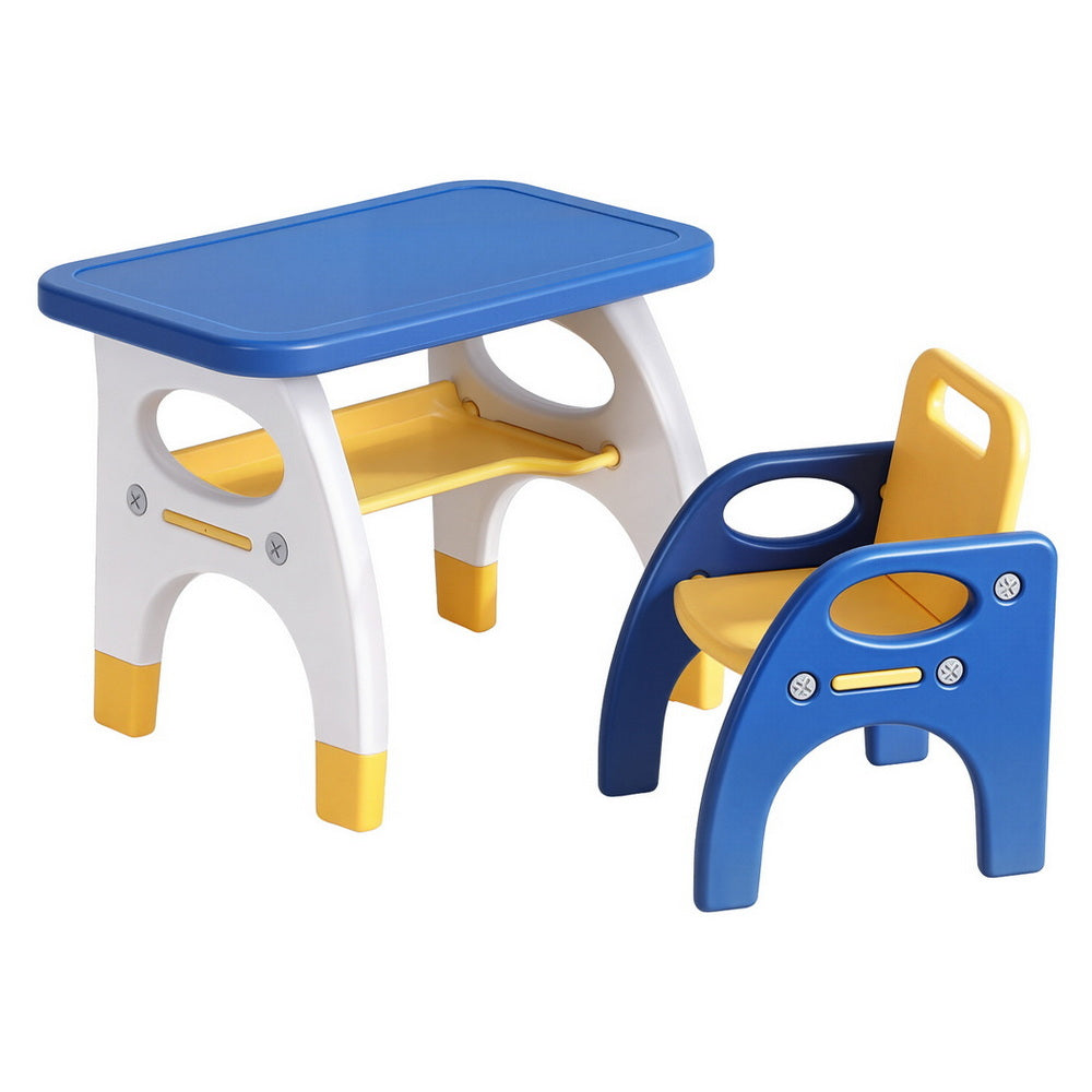 Kids Table and Chair Set HDPE Toddler Activity Play Set Blue/Yellow