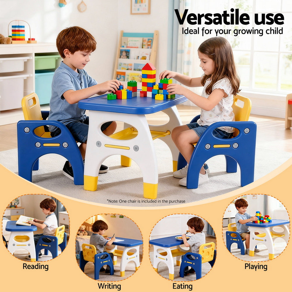 Kids Table and Chair Set HDPE Toddler Activity Play Set Blue/Yellow