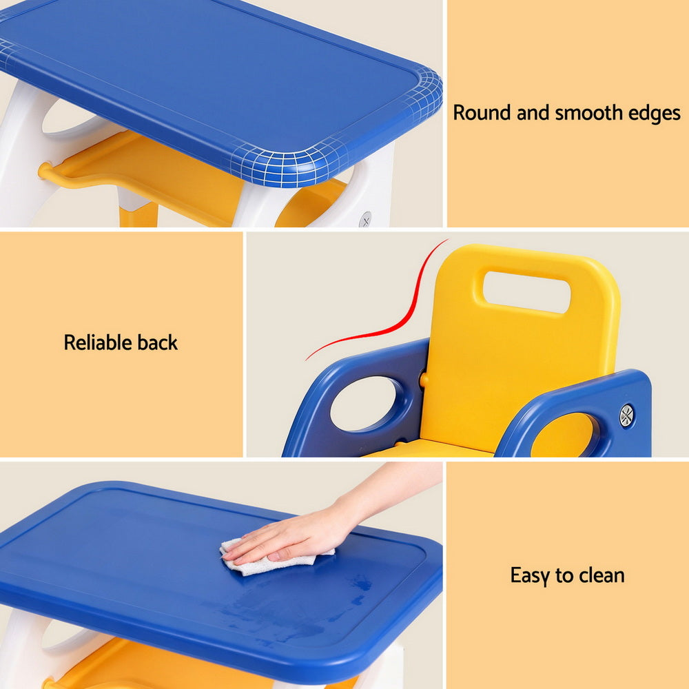 Kids Table and Chair Set HDPE Toddler Activity Play Set Blue/Yellow