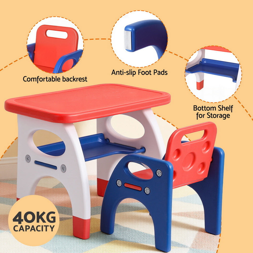 Kids Table and Chair Set HDPE Toddler Activity Play Set Orange/Yellow