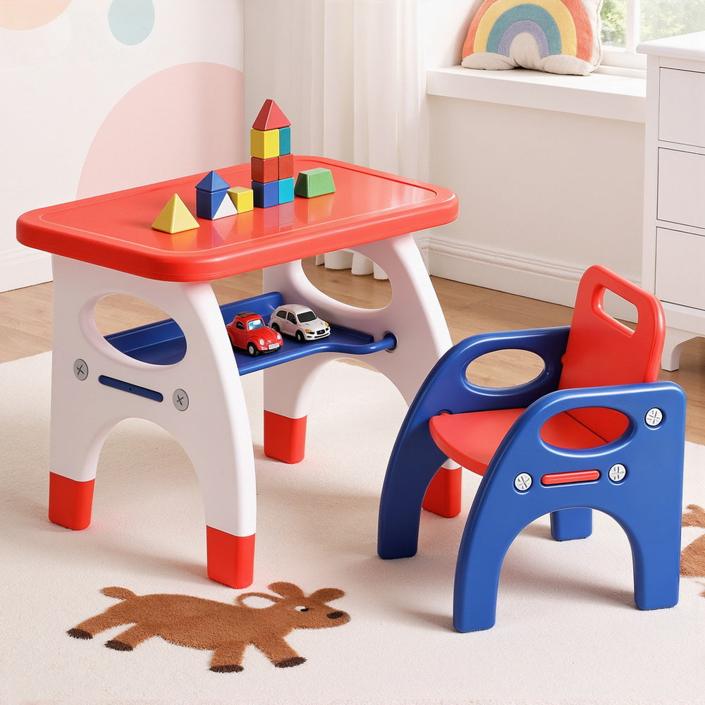 Kids Table and Chair Set HDPE Toddler Activity Play Set Orange/Yellow