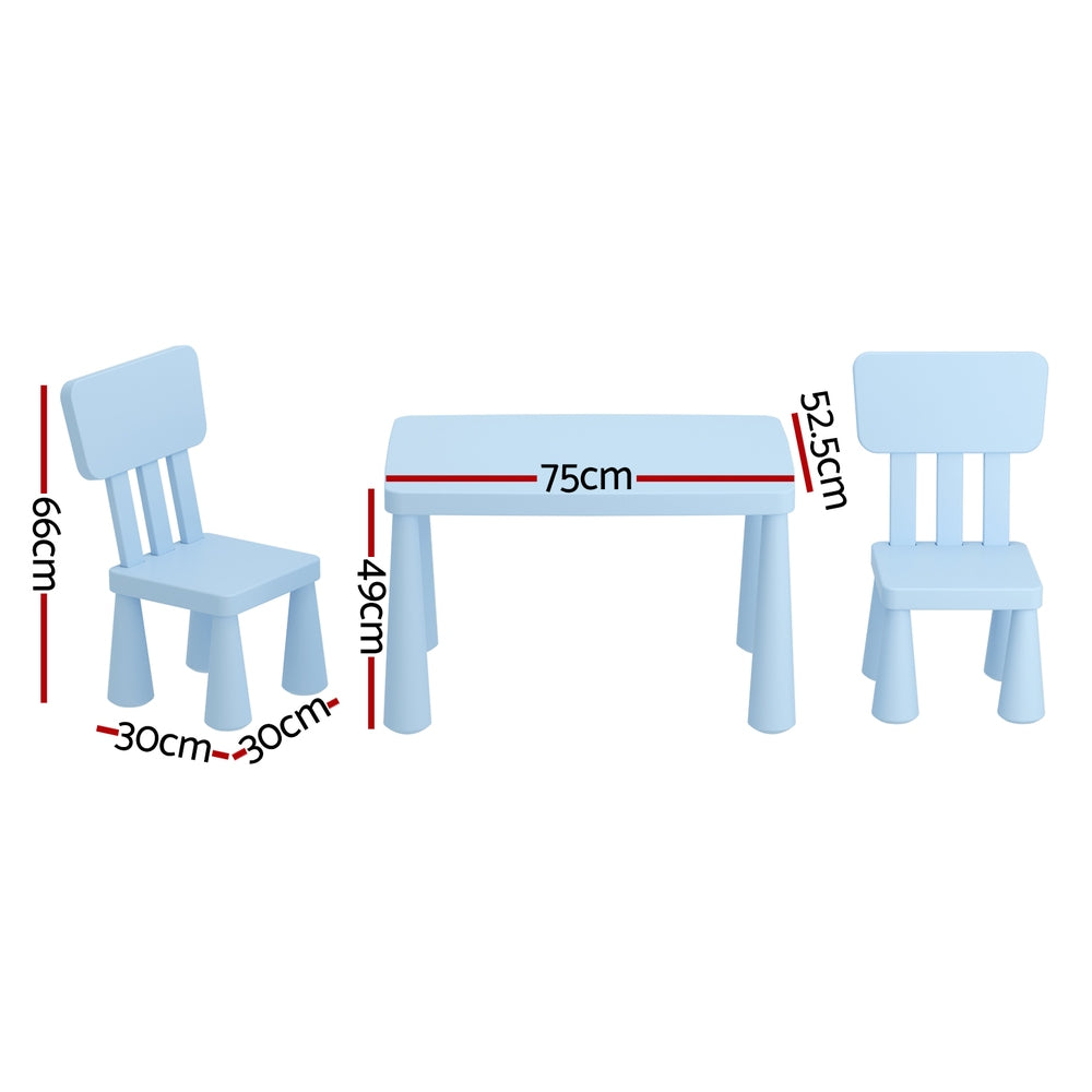 1 Keezi Kids Table and 2 Chairs Set Blue