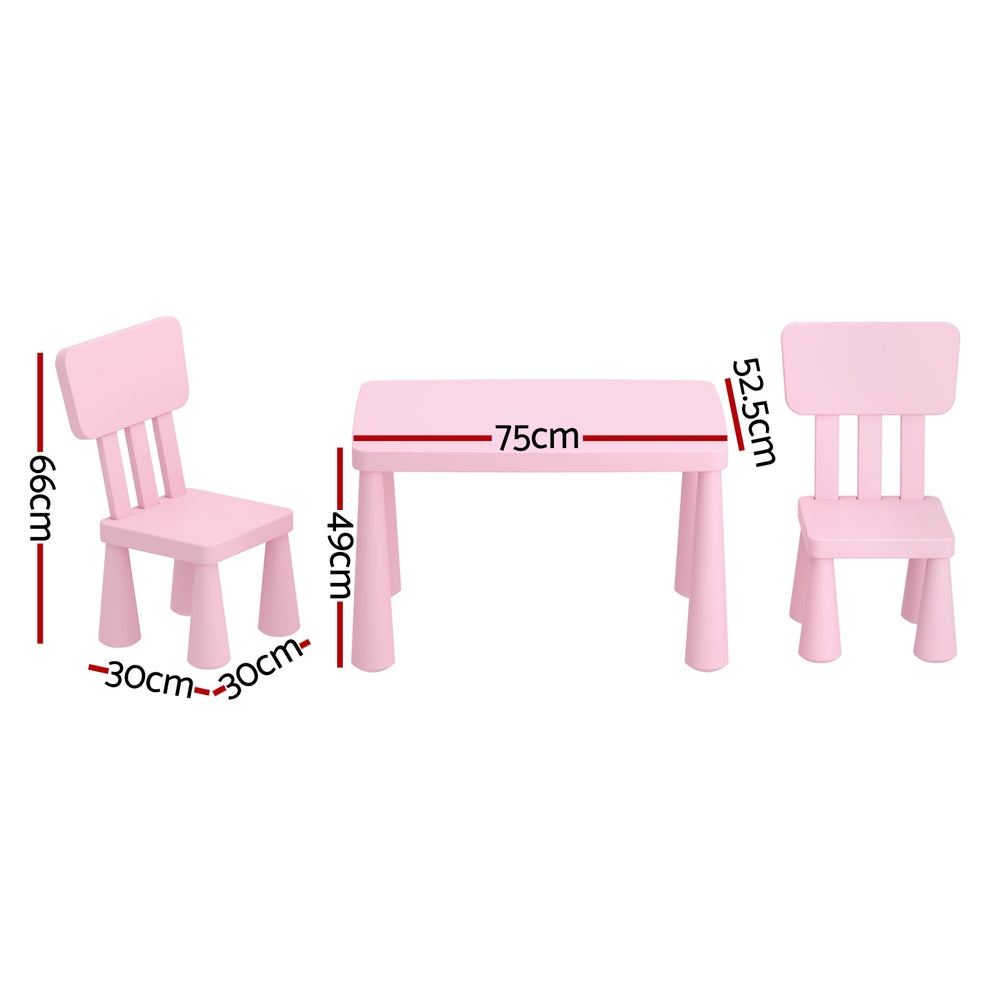 1 Keezi Kids Table and 2 Chairs Set Pink